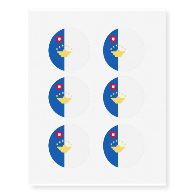 Azores Islands Flag Temporary Tattoos (Front)