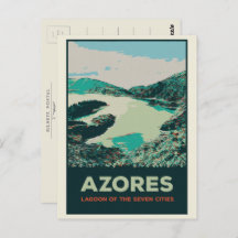Azores lagoon of 7 cities illustration Portugal