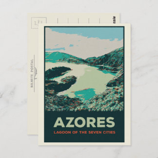 Azores lagoon of 7 cities illustration Portugal Postcard