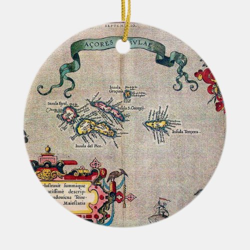 Azores Old Map _ Vintage Sailing Exploration Ceramic Ornament