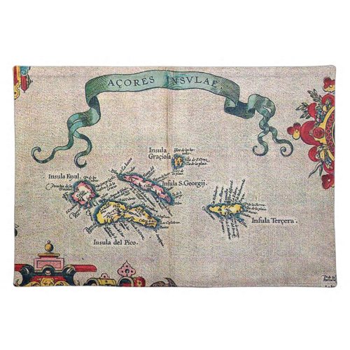 Azores Old Map _ Vintage Sailing Exploration Cloth Placemat