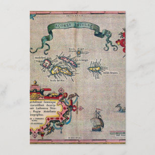 Azores Old Map - Vintage Sailing Exploration Invitation