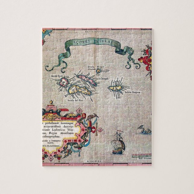 Azores Old Map - Vintage Sailing Exploration Jigsaw Puzzle (Vertical)