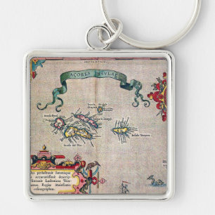 Azores Old Map - Vintage Sailing Exploration Keychain