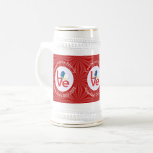 Azores Red LOVE Flag Personalized Beer Stein