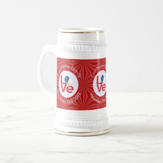Azores Red LOVE Flag Personalized  Beer Stein (Front Left)