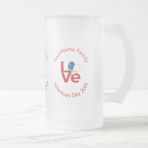 Azores Red LOVE Flag Personalized Frosted Glass Beer Mug