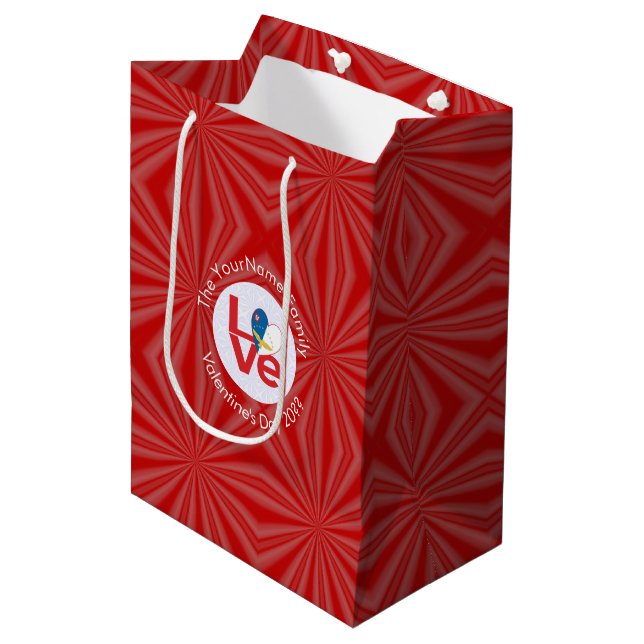 Azores Red LOVE Flag Personalized  Medium Gift Bag (Front Angled)