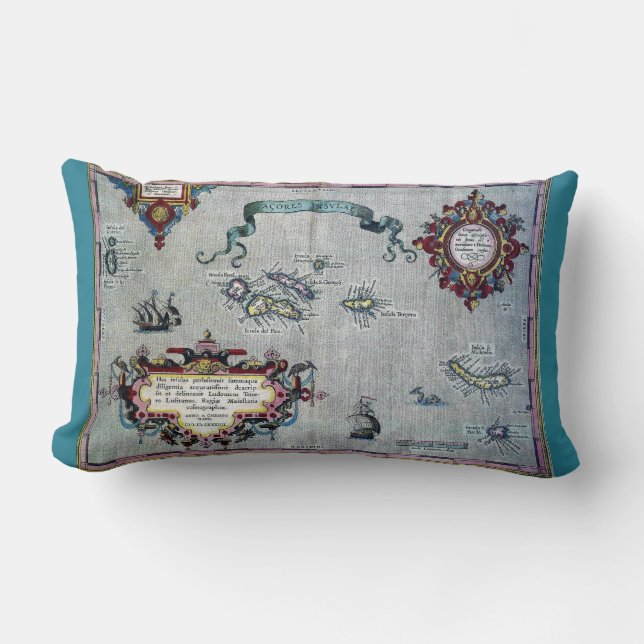 Azores Soft Historic Map Pillow (Front)