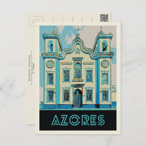 Azores Terceira island illustration Portugal Postcard
