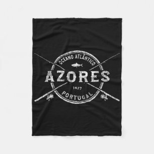 Azores Vintage Crossed Fishing Rods Fleece Blanket