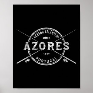 Azores Vintage Crossed Fishing Rods Poster