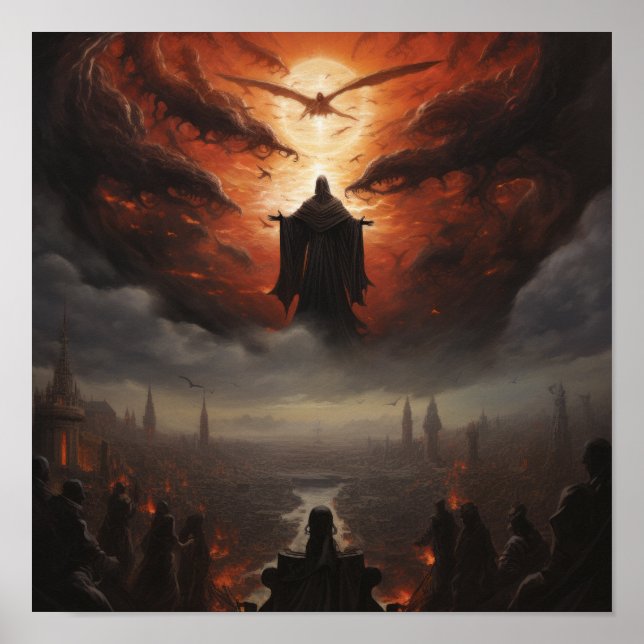 Azrael Floating Above Humanity Poster - Mystical A (Front)