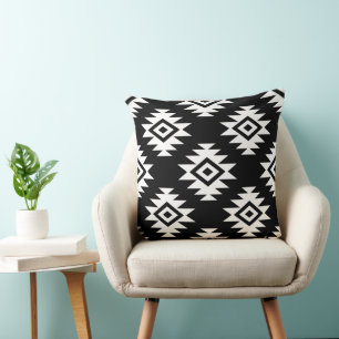 Aztec 2Way BW Symbol Big Pattern Throw Pillow