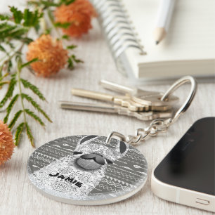 Aztec Abstract Geometric Mama Llama Keychain