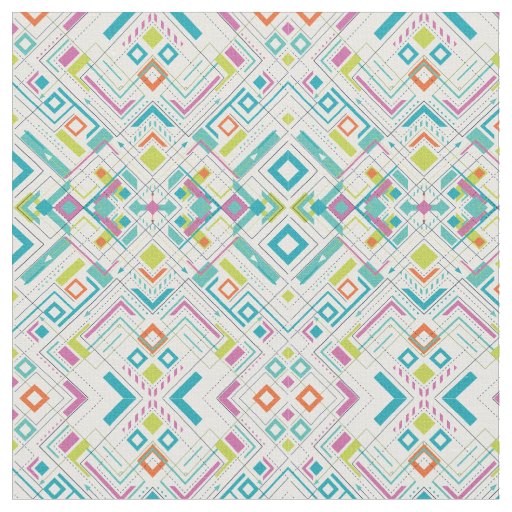 Aztec abstract geometrical pattern fabric