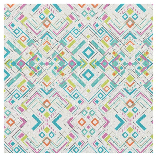 Aztec abstract geometrical pattern fabric (Close Up)