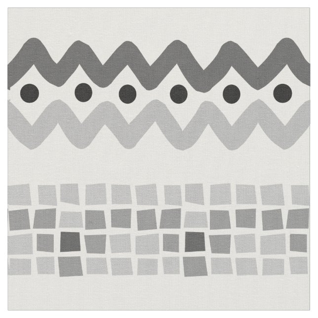 Aztec Abstract Gray Triaingle Geometric Pattern Fabric (Close Up)