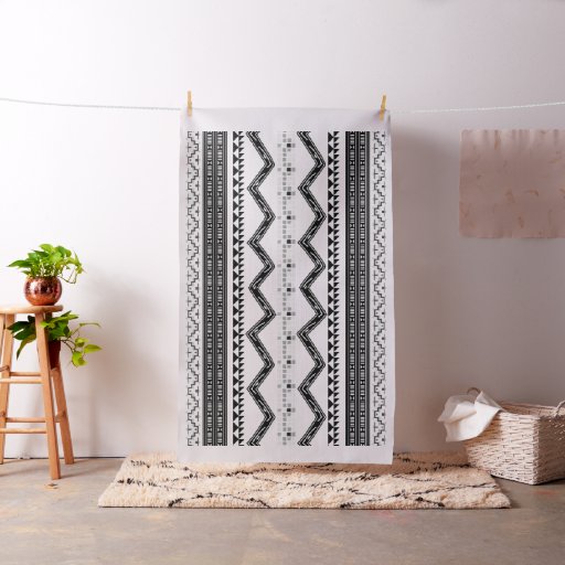 Aztec Abstract Triangle Black Any Color Geometric Fabric
