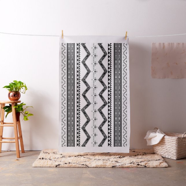 Aztec Abstract Triangle Black Any Color Geometric Fabric (In Situ)