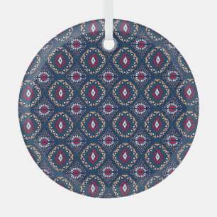 Aztec Allure: Tribal Striped Elegance Glass Ornament