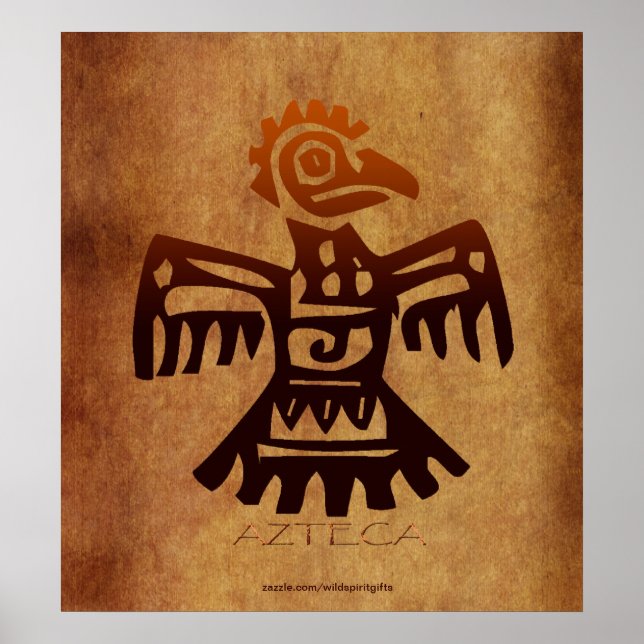 AZTEC ~ Amaranth Mexican Bird Spirit Art Poster (Front)