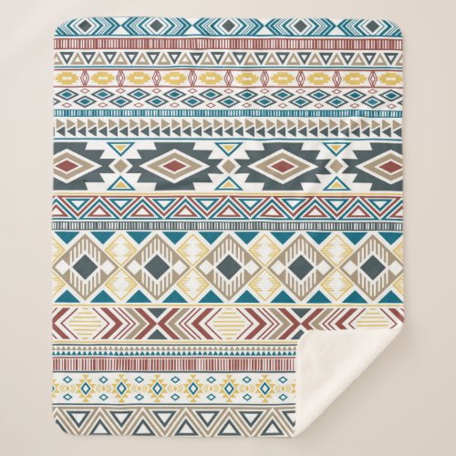 Aztec american indian pattern tribal ethnic motifs sherpa blanket