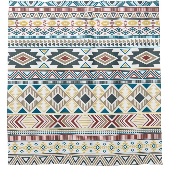 Aztec american indian pattern tribal ethnic motifs shower curtain (Front)