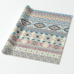 Aztec american indian pattern tribal ethnic motifs wrapping paper