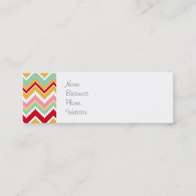 Aztec Andes Tribal Mountains Chevron Fiesta Zigag Mini Business Card (Front)