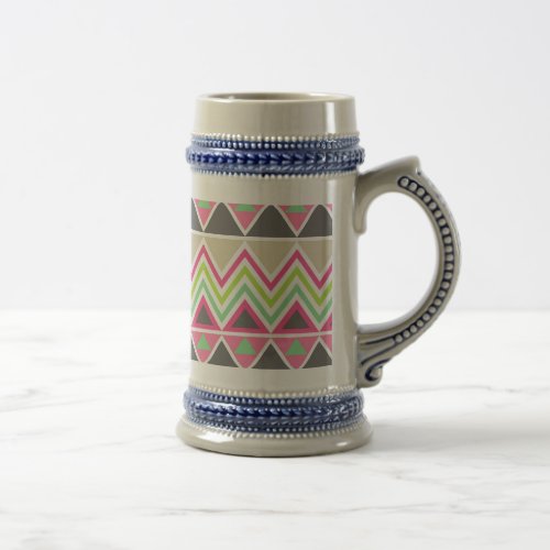 Aztec Andes Tribal Mountains Chevron Zig Zags Beer Stein