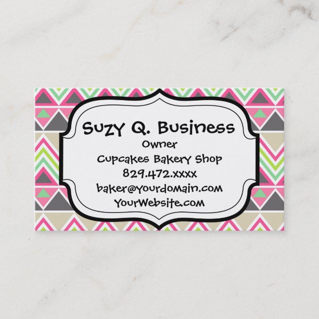 Aztec Andes Tribal Mountains Chevron Zig Zags Business Card (Front)