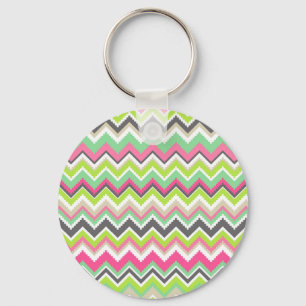 Aztec Andes Tribal Mountains Chevron Zig Zags Keychain