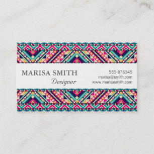 Aztec Andes Tribal Pattern Business Card