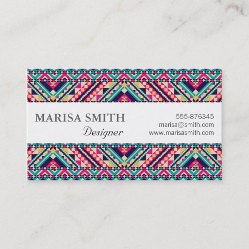 Aztec Andes Tribal Pattern Business Card Template