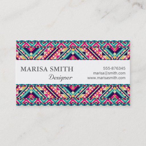 Customizable Aztec Andes Tribal Pattern Business Card Template