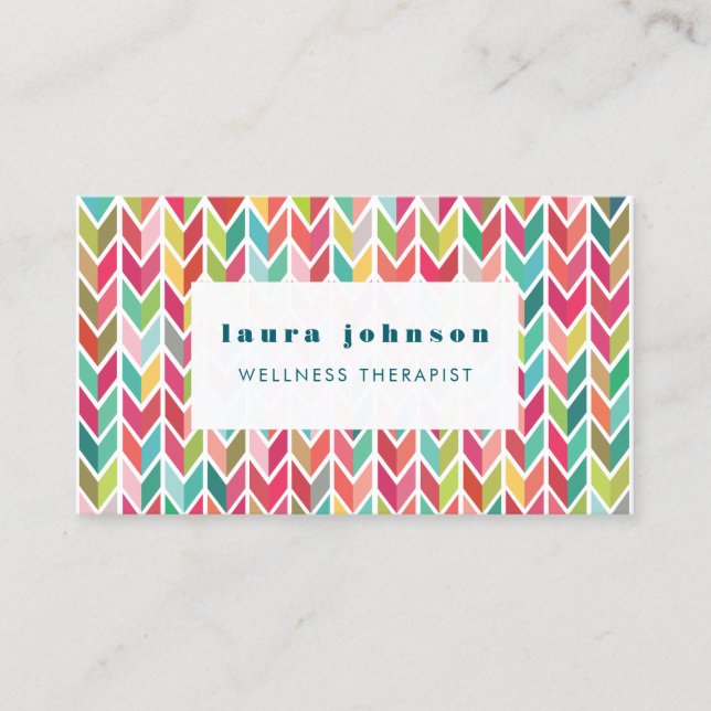 Aztec Arrows Pattern Masseuse Wellness Therapy Business Card (Front)