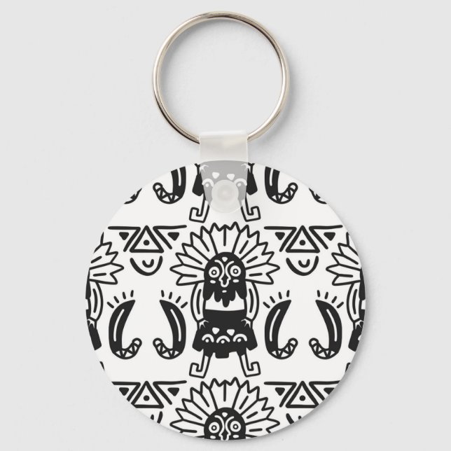 Aztec Art - Lizard Pattern Keychain (Front)