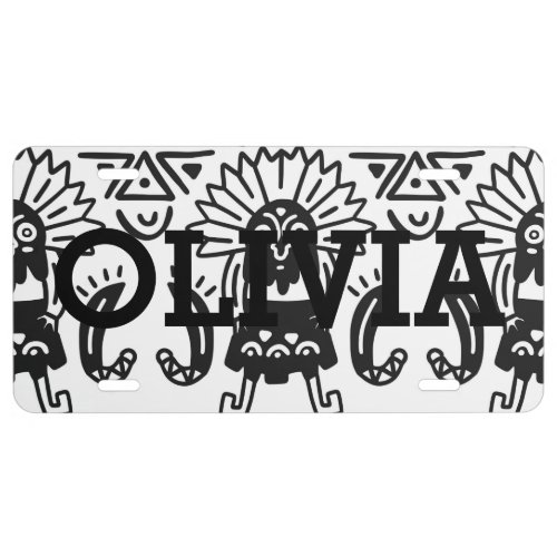 Aztec Art _ Lizard Pattern License Plate