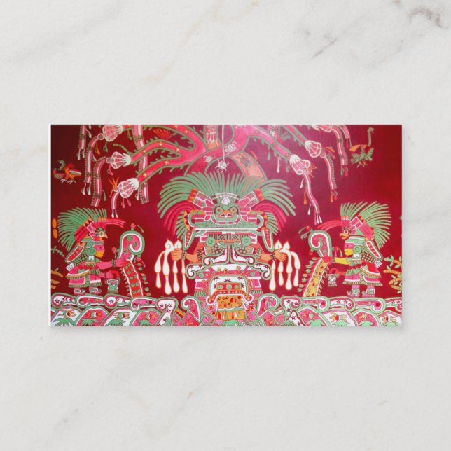 Aztec Art on Red Design Business Card (Front)
