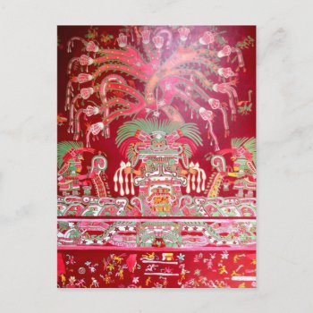 Aztec Art On Red Design Postcard by beautyofmexico at Zazzle