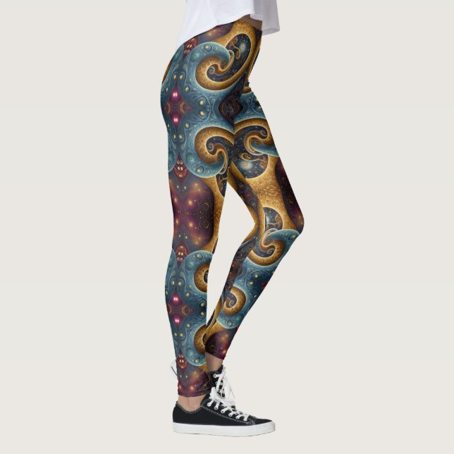 Aztec art,  vibrant, reflecting the culture leggings (Right)