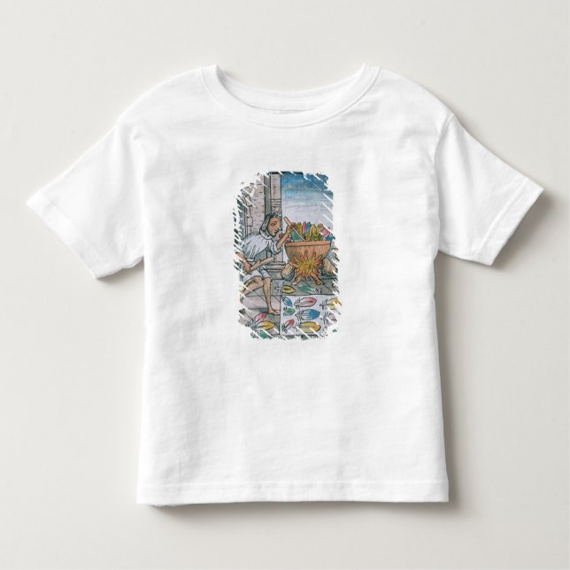 Aztec artisans dyeing feathers toddler t-shirt (Front)