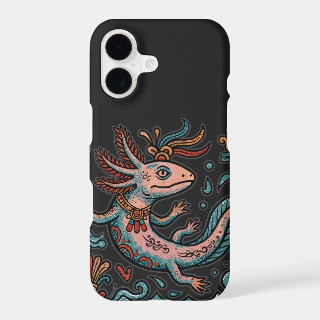 Aztec Axolotl Xolotl eroded stone tribal boho art Case-Mate iPhone Case (Back)