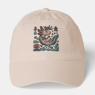 Aztec Axolotl Xolotl eroded stone tribal boho art Hat
