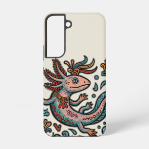 Aztec Axolotl Xolotl eroded stone tribal boho art Samsung Galaxy S22 Case