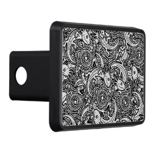 Aztec Axolotl Xolotl Tribal Pattern Black & White Hitch Cover