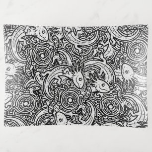 Aztec Axolotl Xolotl Tribal Pattern Black & White Trinket Tray