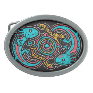 Aztec Axolotl Xolotl Tribal Pattern mythology boho Belt Buckle