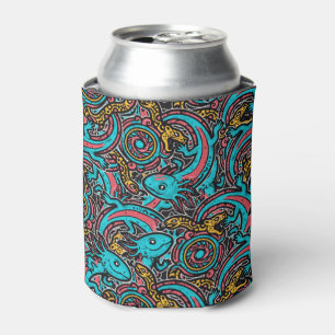 Aztec Axolotl Xolotl Tribal Pattern mythology boho Can Cooler